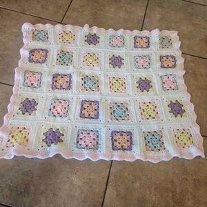 Handmade Baby Blanket Afghan 37" X 31"